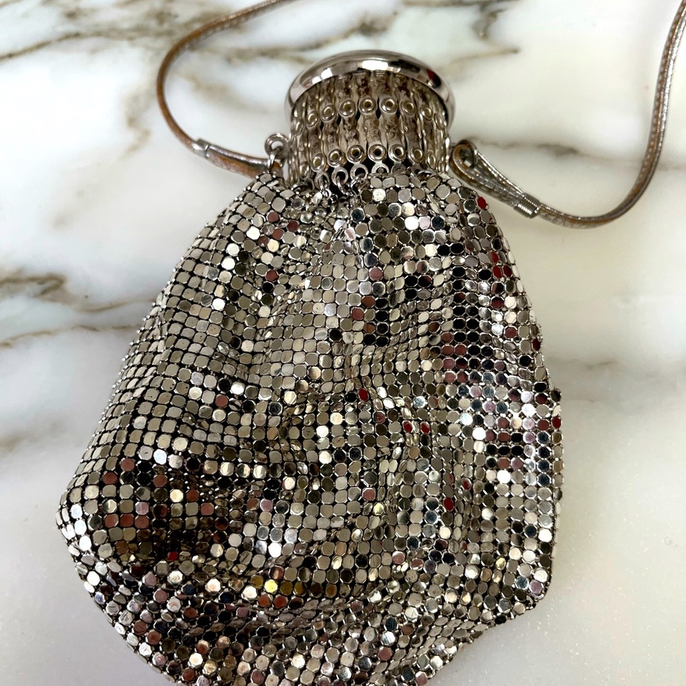 Vintage Whiting & Davis Silver Mesh Accordion Evening Bag Art Deco Chain Maille